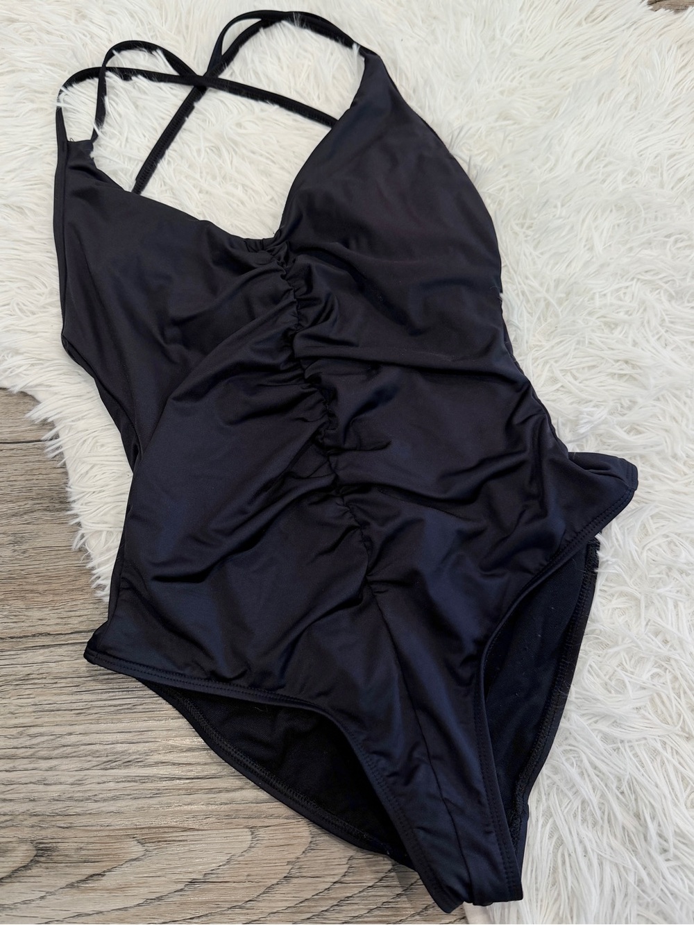 SKYE Ruched Swimsuit One Piece Bathing Suit Small Classic Black
